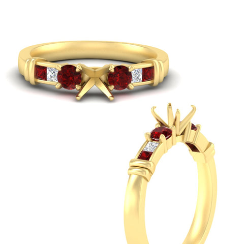 Semi Mount Channel Bar Set Diamond Engagement Ring