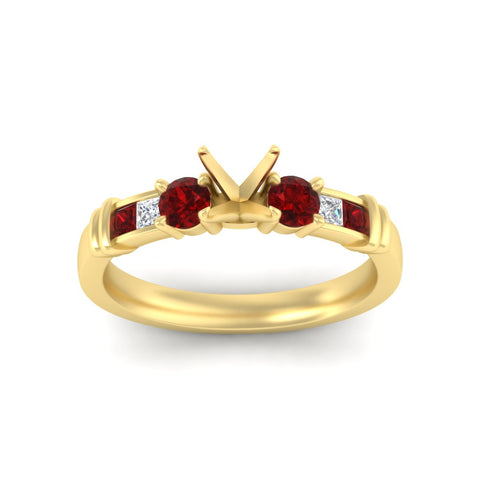 Semi Mount Channel Bar Set Diamond Engagement Ring