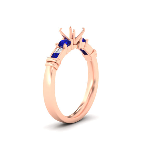 Semi Mount Channel Bar Set Diamond Engagement Ring