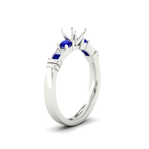 Semi Mount Channel Bar Set Diamond Engagement Ring