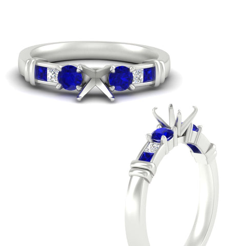 Semi Mount Channel Bar Set Diamond Engagement Ring