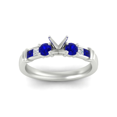Semi Mount Channel Bar Set Diamond Engagement Ring