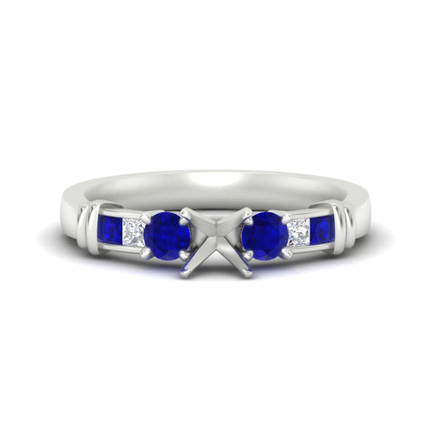 Semi Mount Channel Bar Set Diamond Engagement Ring