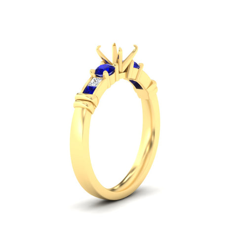 Semi Mount Channel Bar Set Diamond Engagement Ring