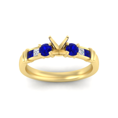 Semi Mount Channel Bar Set Diamond Engagement Ring
