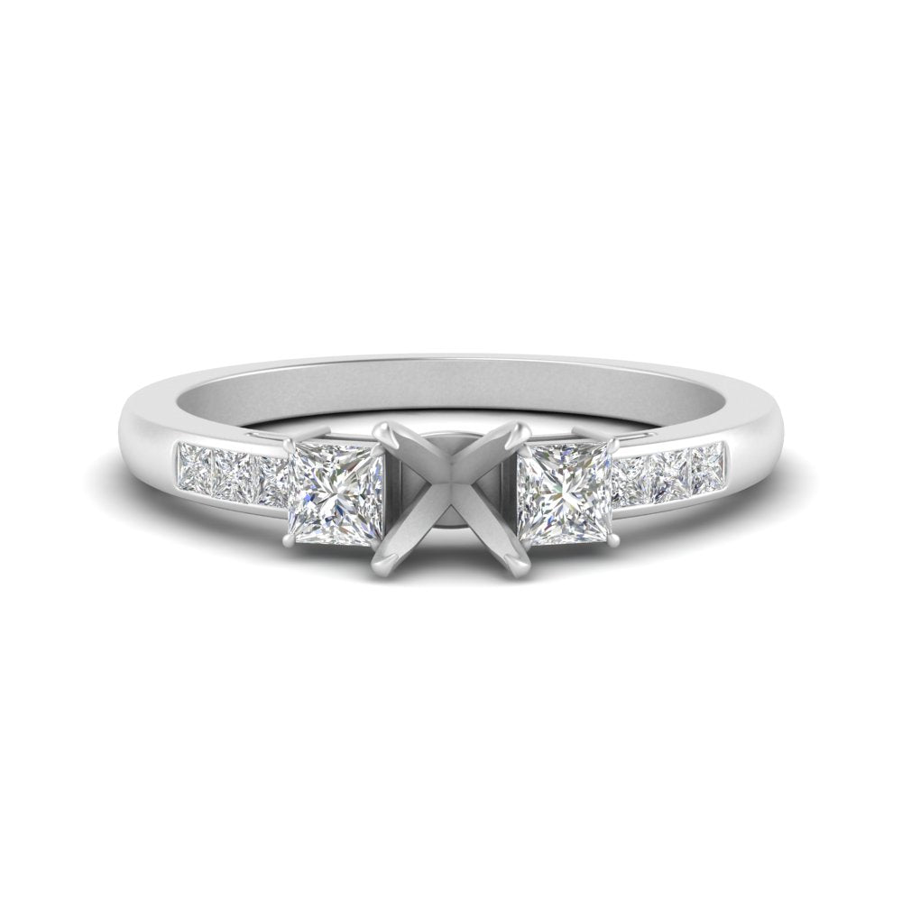 Semi Mount Channel Three Stone Classic Ring