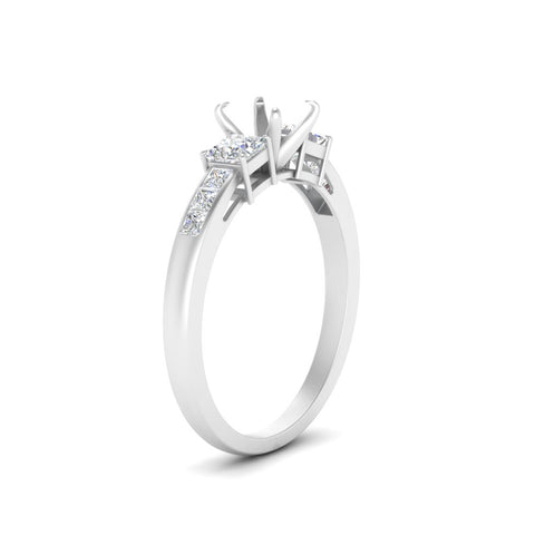 Semi Mount Channel Three Stone Classic Ring