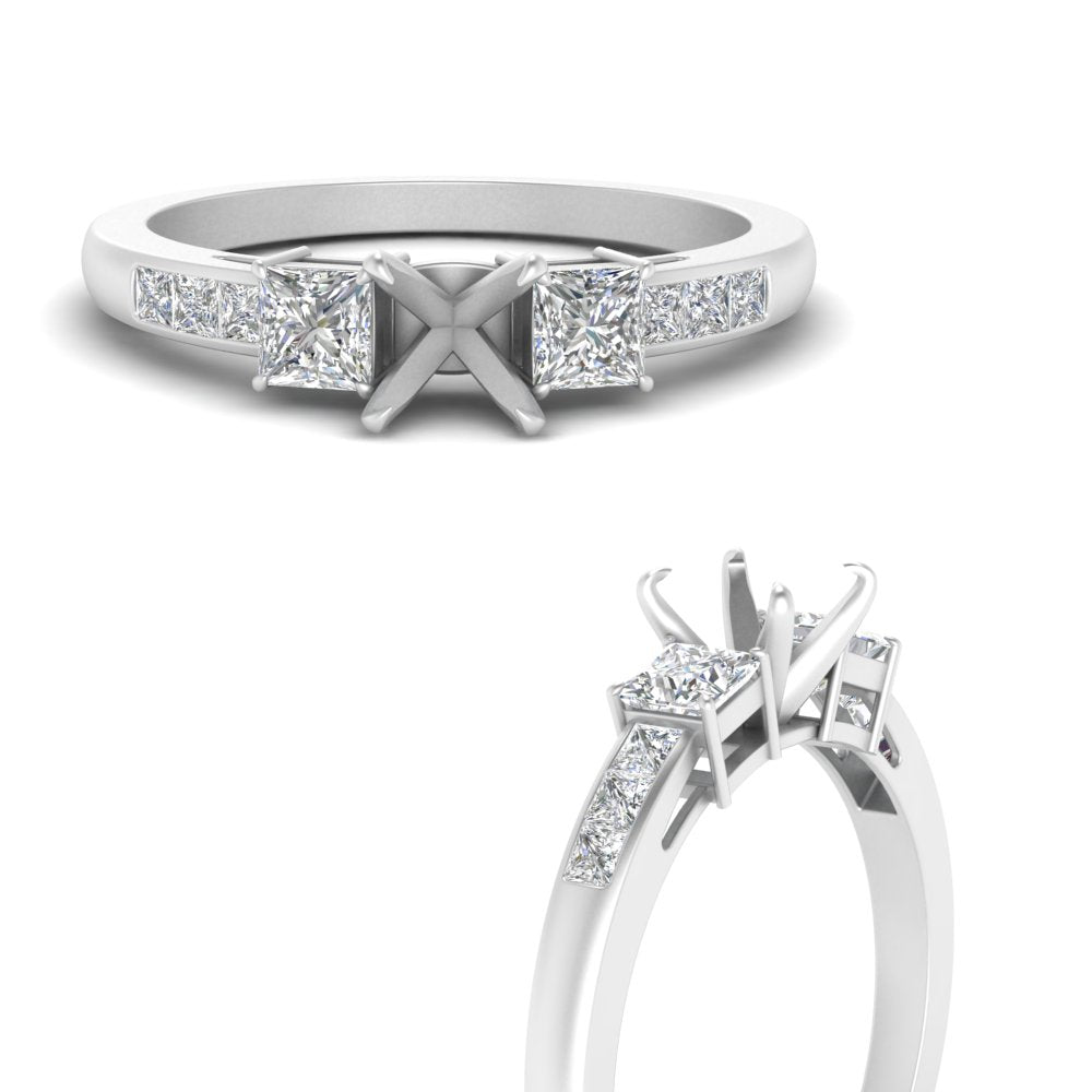 Semi Mount Channel Three Stone Classic Ring