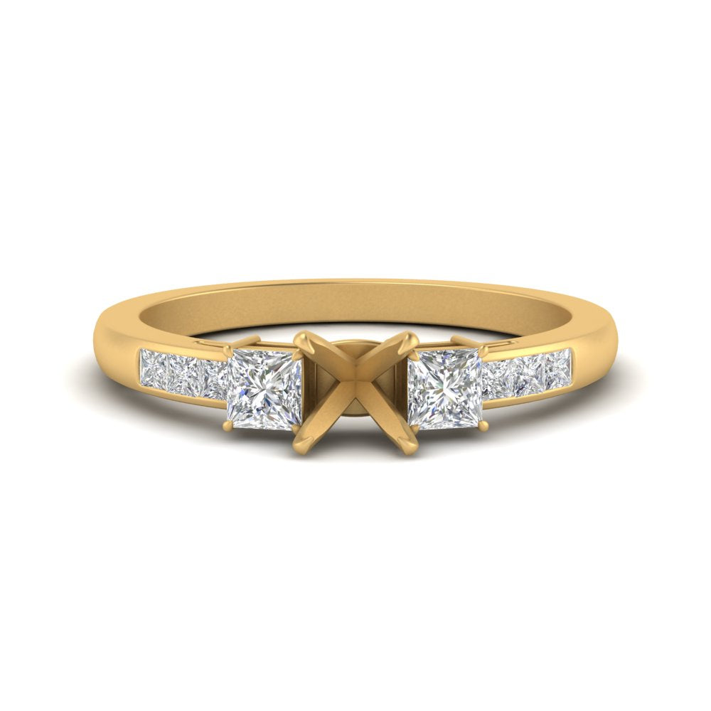 Semi Mount Channel Three Stone Classic Ring