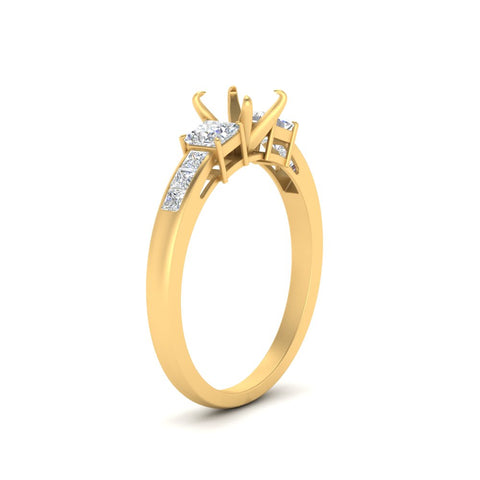 Semi Mount Channel Three Stone Classic Ring