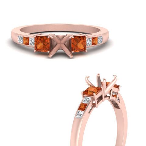 Semi Mount Channel Three Stone Classic Ring