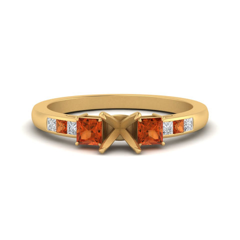Semi Mount Channel Three Stone Classic Ring