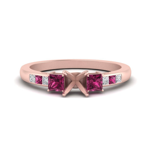 Semi Mount Channel Three Stone Classic Ring