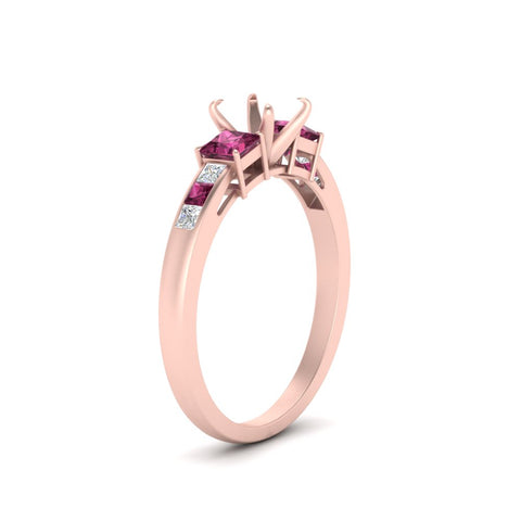 Semi Mount Channel Three Stone Classic Ring