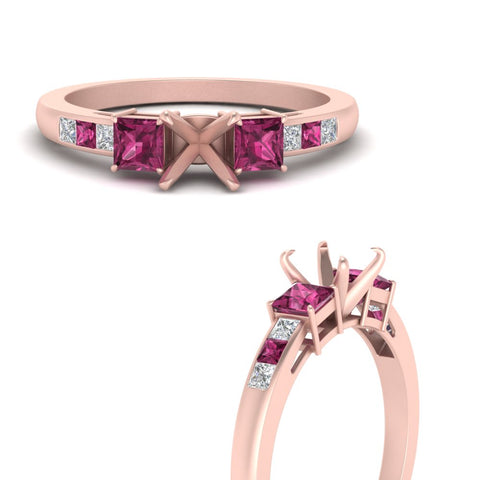 Semi Mount Channel Three Stone Classic Ring