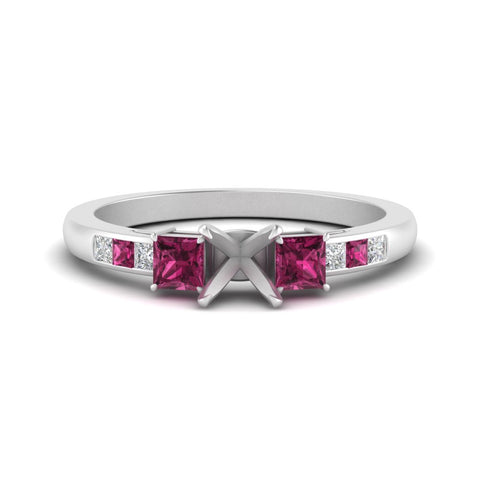 Semi Mount Channel Three Stone Classic Ring