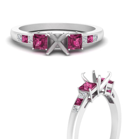 Semi Mount Channel Three Stone Classic Ring