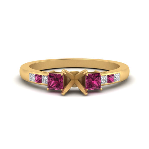 Semi Mount Channel Three Stone Classic Ring
