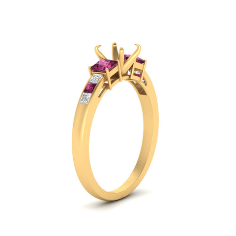 Semi Mount Channel Three Stone Classic Ring