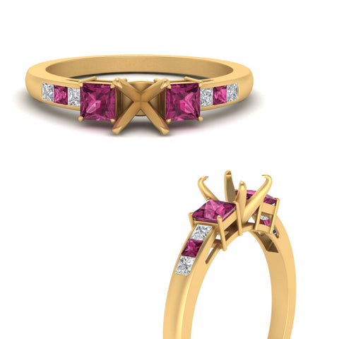 Semi Mount Channel Three Stone Classic Ring