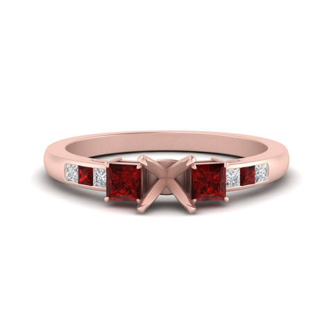 Semi Mount Channel Three Stone Classic Ring