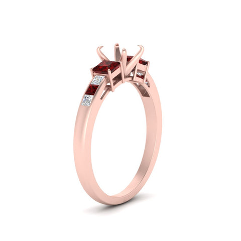 Semi Mount Channel Three Stone Classic Ring