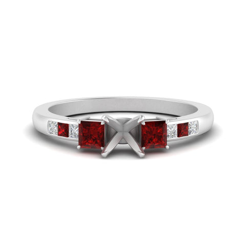 Semi Mount Channel Three Stone Classic Ring