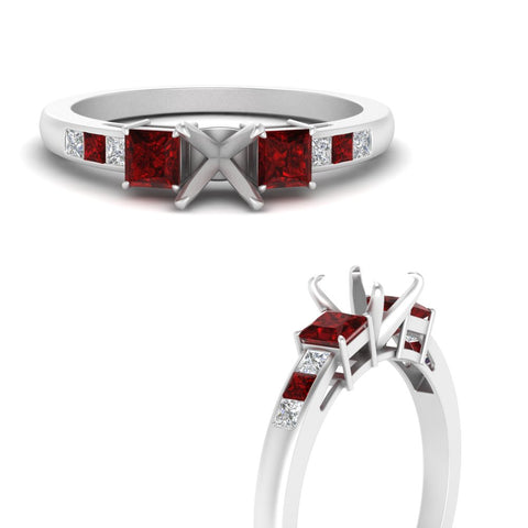 Semi Mount Channel Three Stone Classic Ring