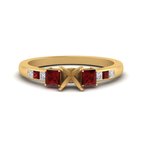 Semi Mount Channel Three Stone Classic Ring