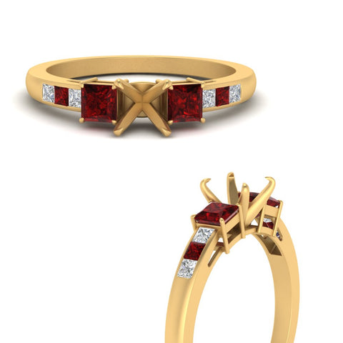 Semi Mount Channel Three Stone Classic Ring