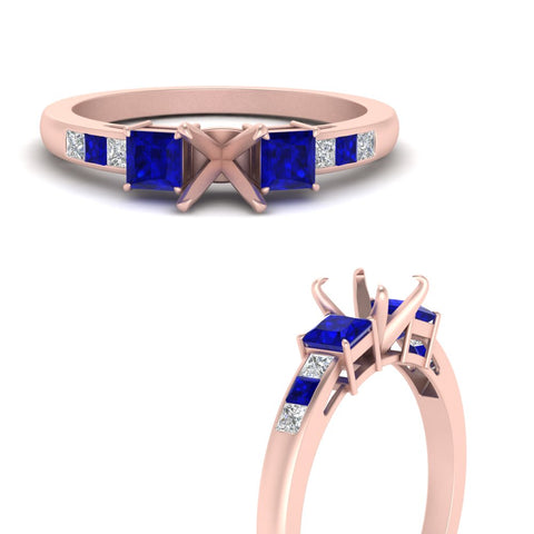 Semi Mount Channel Three Stone Classic Ring