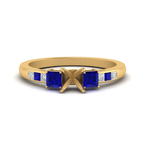 Semi Mount Channel Three Stone Classic Ring