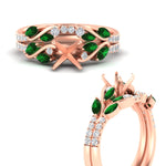 Load image into Gallery viewer, semi-mount-curved-vine-emerald-wedding-ring-set-in-rose-gold-fdens11635smgemgrangle3-nl-rg.jpg?v=1764647161