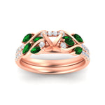 Load image into Gallery viewer, semi-mount-curved-vine-emerald-wedding-ring-set-in-rose-gold-fdens11635smgemgrangle5-nl-rg.jpg?v=1764647161