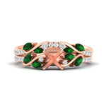 Load image into Gallery viewer, semi-mount-curved-vine-emerald-wedding-ring-set-in-rose-gold-fdens11635smgemgrsleep-nl-rg.jpg?v=1764647161