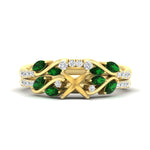 Load image into Gallery viewer, semi-mount-curved-vine-emerald-wedding-ring-set-in-yellow-gold-fdens11635smgemgrsleep-nl-yg.jpg?v=1764647161