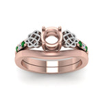 Load image into Gallery viewer, semi-mount-diamond-celtic-wedding-set-with-emerald-in-14K-rose-gold-FDENS2255B3SMGEMGRANGLE5-NL-RG?v=1756977152
