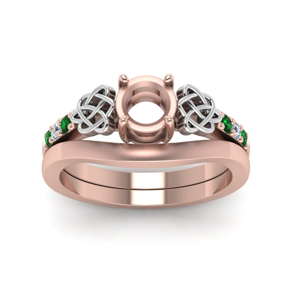 semi-mount-diamond-celtic-wedding-set-with-emerald-in-14K-rose-gold-FDENS2255B3SMGEMGRANGLE5-NL-RG?v=1756977152