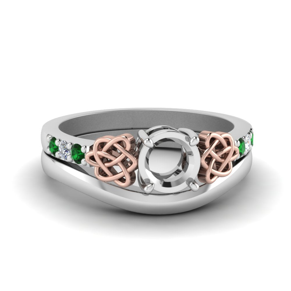 semi-mount-diamond-celtic-wedding-set-with-emerald-in-14K-white-gold-FDENS2255B3SMGEMGR-NL-WG?v=1756977152