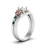 Load image into Gallery viewer, semi-mount-diamond-celtic-wedding-set-with-emerald-in-14K-white-gold-FDENS2255B3SMGEMGRANGLE2-NL-WG?v=1756977154
