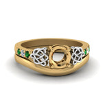 Load image into Gallery viewer, semi-mount-diamond-celtic-wedding-set-with-emerald-in-14K-yellow-gold-FDENS2255B3SMGEMGR-NL-YG?v=1756977152
