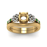 Load image into Gallery viewer, semi-mount-diamond-celtic-wedding-set-with-emerald-in-14K-yellow-gold-FDENS2255B3SMGEMGRANGLE5-NL-YG?v=1756977151
