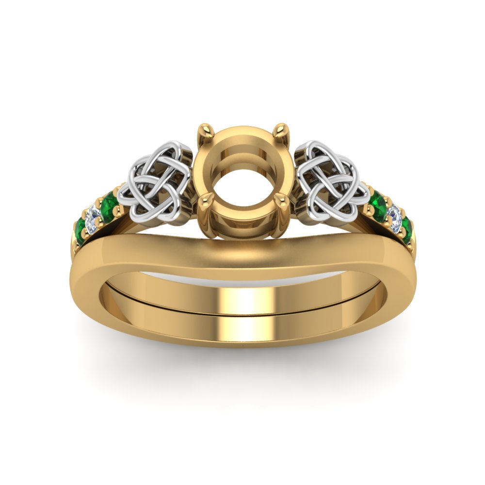 semi-mount-diamond-celtic-wedding-set-with-emerald-in-14K-yellow-gold-FDENS2255B3SMGEMGRANGLE5-NL-YG?v=1756977151