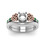 Load image into Gallery viewer, semi-mount-diamond-celtic-wedding-set-with-emerald-in-950-Platinum-FDENS2255B3SMGEMGRANGLE5-NL-WG?v=1756977152
