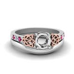 Load image into Gallery viewer, semi-mount-diamond-celtic-wedding-set-with-pink-sapphire-in-14K-white-gold-FDENS2255B3SMGSADRPI-NL-WG?v=1756977151
