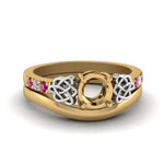 Load image into Gallery viewer, semi-mount-diamond-celtic-wedding-set-with-pink-sapphire-in-14K-yellow-gold-FDENS2255B3SMGSADRPI-NL-YG?v=1756977151

