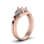 Load image into Gallery viewer, semi-mount-diamond-celtic-wedding-set-with-ruby-in-14K-rose-gold-FDENS2255B3SMGRUDRANGLE2-NL-RG?v=1756977152
