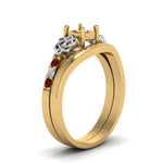 Load image into Gallery viewer, semi-mount-diamond-celtic-wedding-set-with-ruby-in-14K-yellow-gold-FDENS2255B3SMGRUDRANGLE2-NL-YG?v=1756977151
