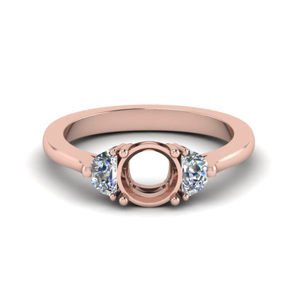 Semi Mount Half Moon Accent Engagement Ring