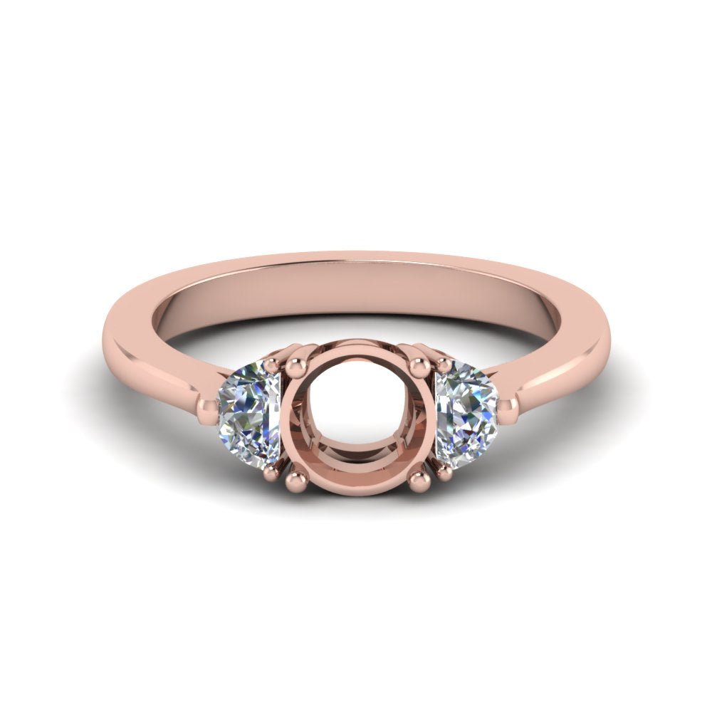 Semi Mount Half Moon Accent Engagement Ring
